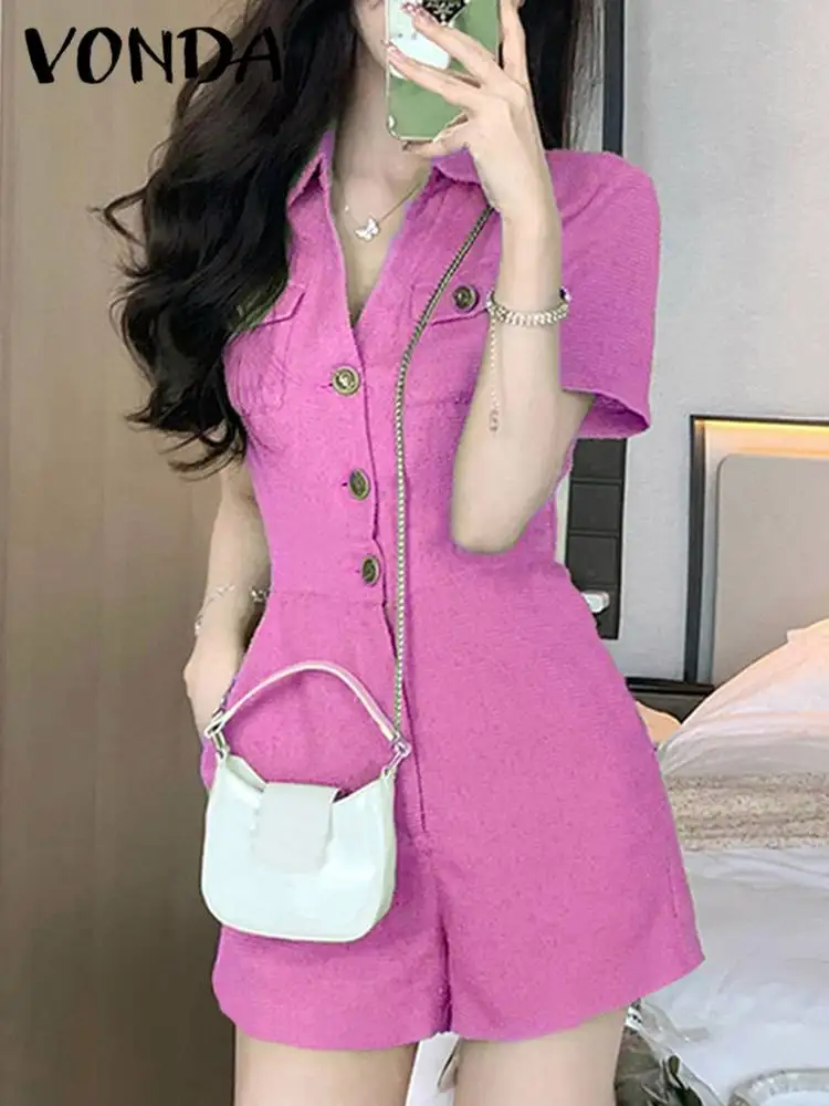 VONDA Summer Women Jumpsuits Elegant Short Sleeve Rompers 2023 Summer Playsuits Lapel Pockets Buttons Party Casual Pants
VONDA Summer Women Jumpsuits Elegant Short Sleeve Rompers 2023 Summer Playsuits Lapel Pockets Buttons Party Casual Pants