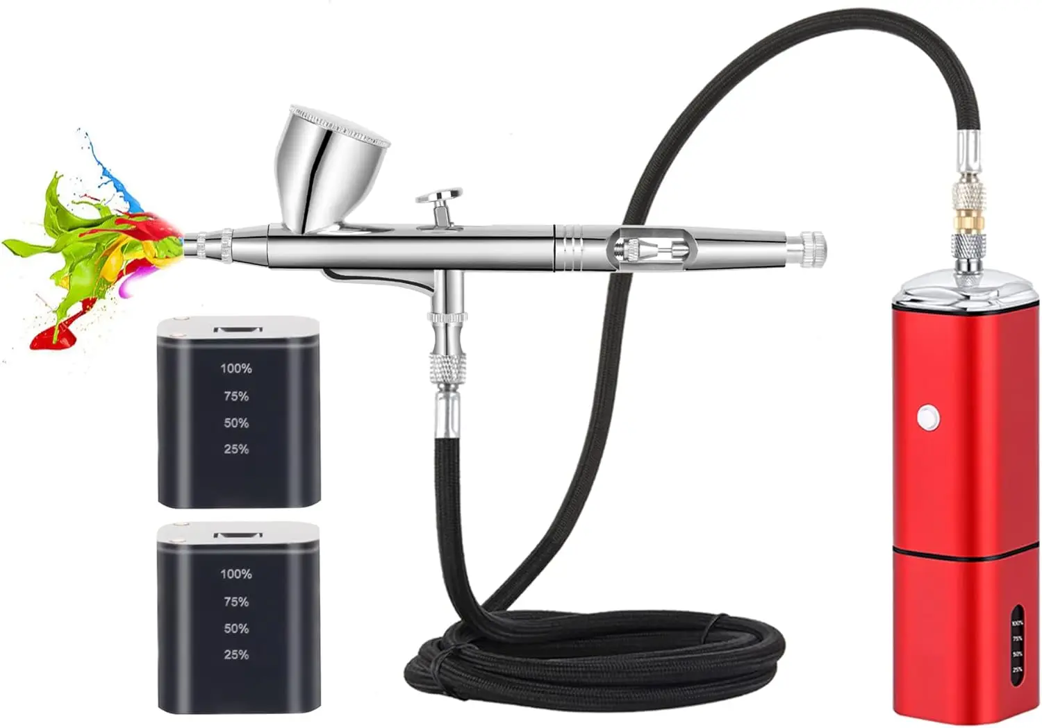 Portable Cordless Airbrush Kit with Compressor, Rechargeable Dual Action Pen for Model Painting, Nail Art, Makeup
Portable Cordless Airbrush Kit with Compressor, Rechargeable Dual Action Pen for Model Painting, Nail Art, Makeup