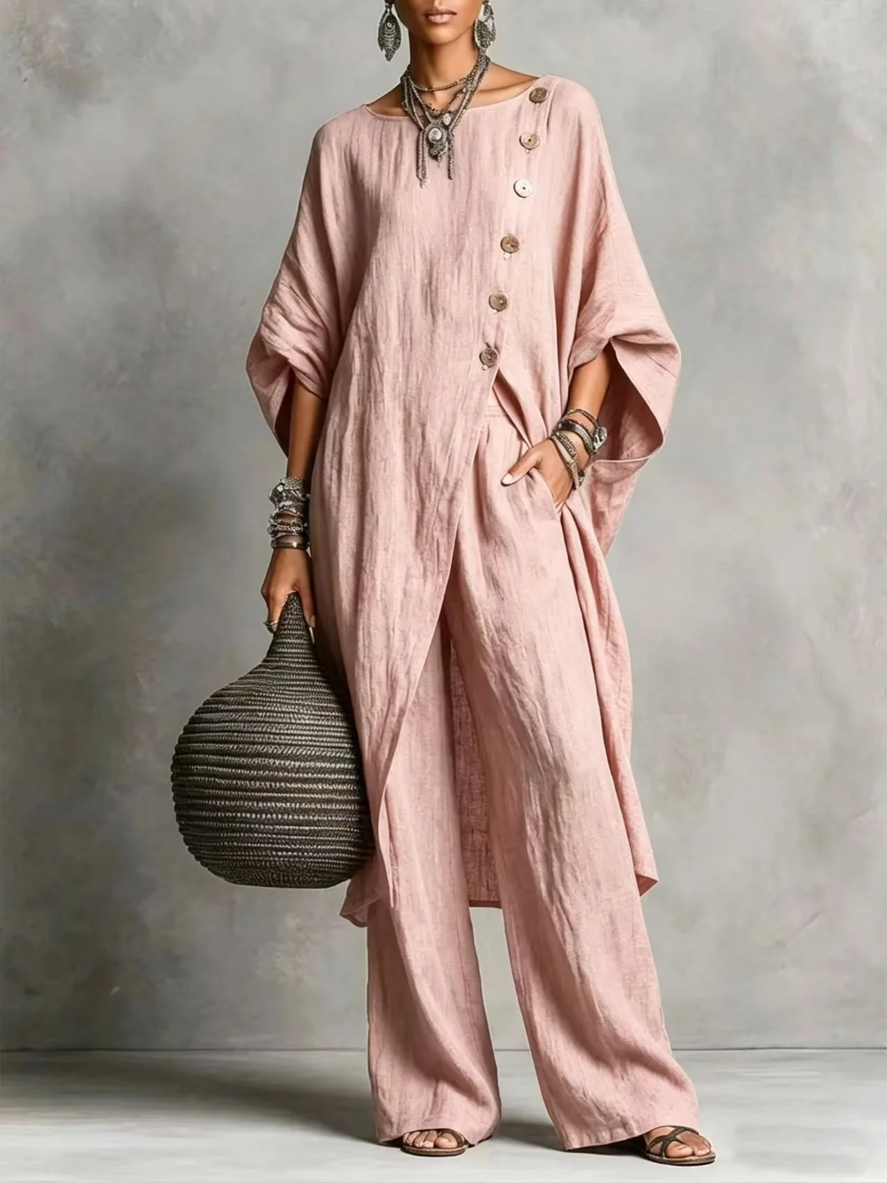 Women's Two Piece Set Batwing Sleeve Irregular Hem Top And Wide Leg Pants Spring Casual Vacation Outfit Autumn Simple Loose Suit
Women's Two Piece Set Batwing Sleeve Irregular Hem Top And Wide Leg Pants Spring Casual Vacation Outfit Autumn Simple Loose Suit