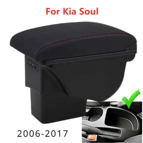 For Kia Soul 2006-2017 Armrest Box Leather Car Interior Parts Center Console with USB 2007 2008 2009 2010 2011 2012 2013 2014