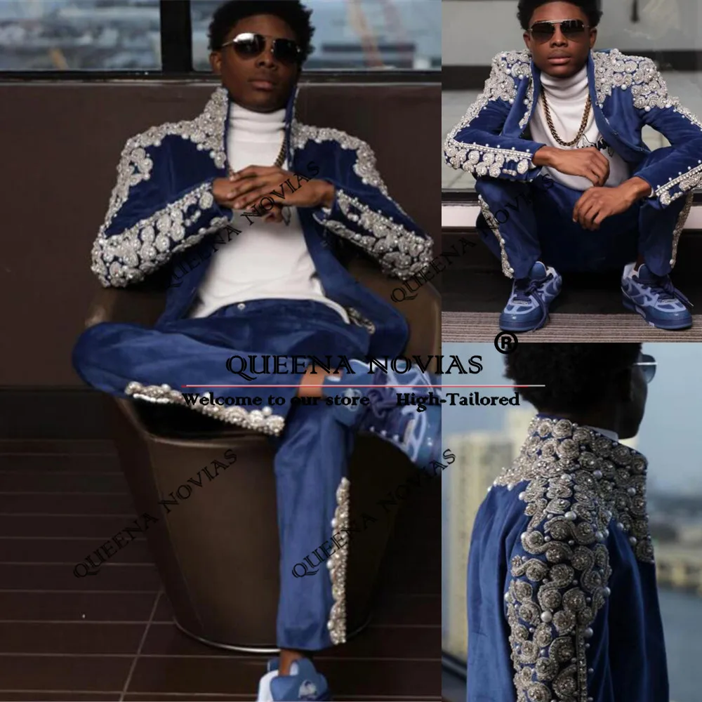 Elegant Groom Wedding Suits Italian Design Beaded Stones Appliques Prom Blazers Customized 2-Pieces Man Business Party Tuxedo
Elegant Groom Wedding Suits Italian Design Beaded Stones Appliques Prom Blazers Customized 2-Pieces Man Business Party Tuxedo