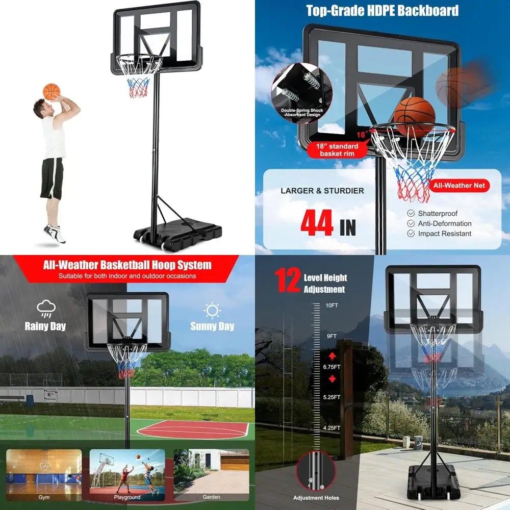 Outdoor Adjustable 10FT Basketball Hoop with Shatterproof Backboard and Wheels for Kids and Youth
Outdoor Adjustable 10FT Basketball Hoop with Shatterproof Backboard and Wheels for Kids and Youth