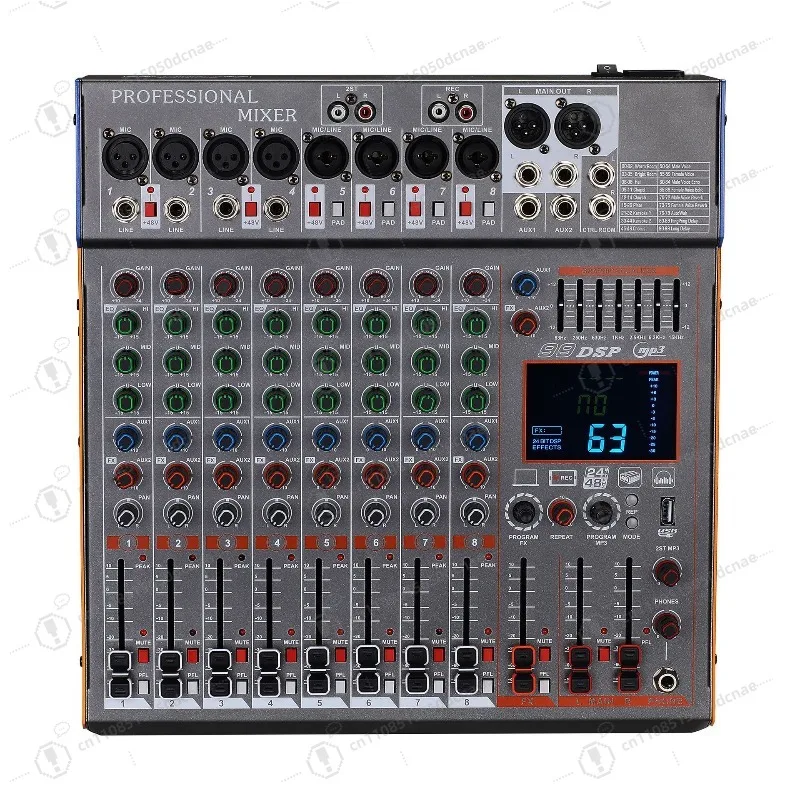 8 Channel Professional Audio Mixer with 99 DSP Effects Bluetooth 48V Power for Live Performance
8 Channel Professional Audio Mixer with 99 DSP Effects Bluetooth 48V Power for Live Performance