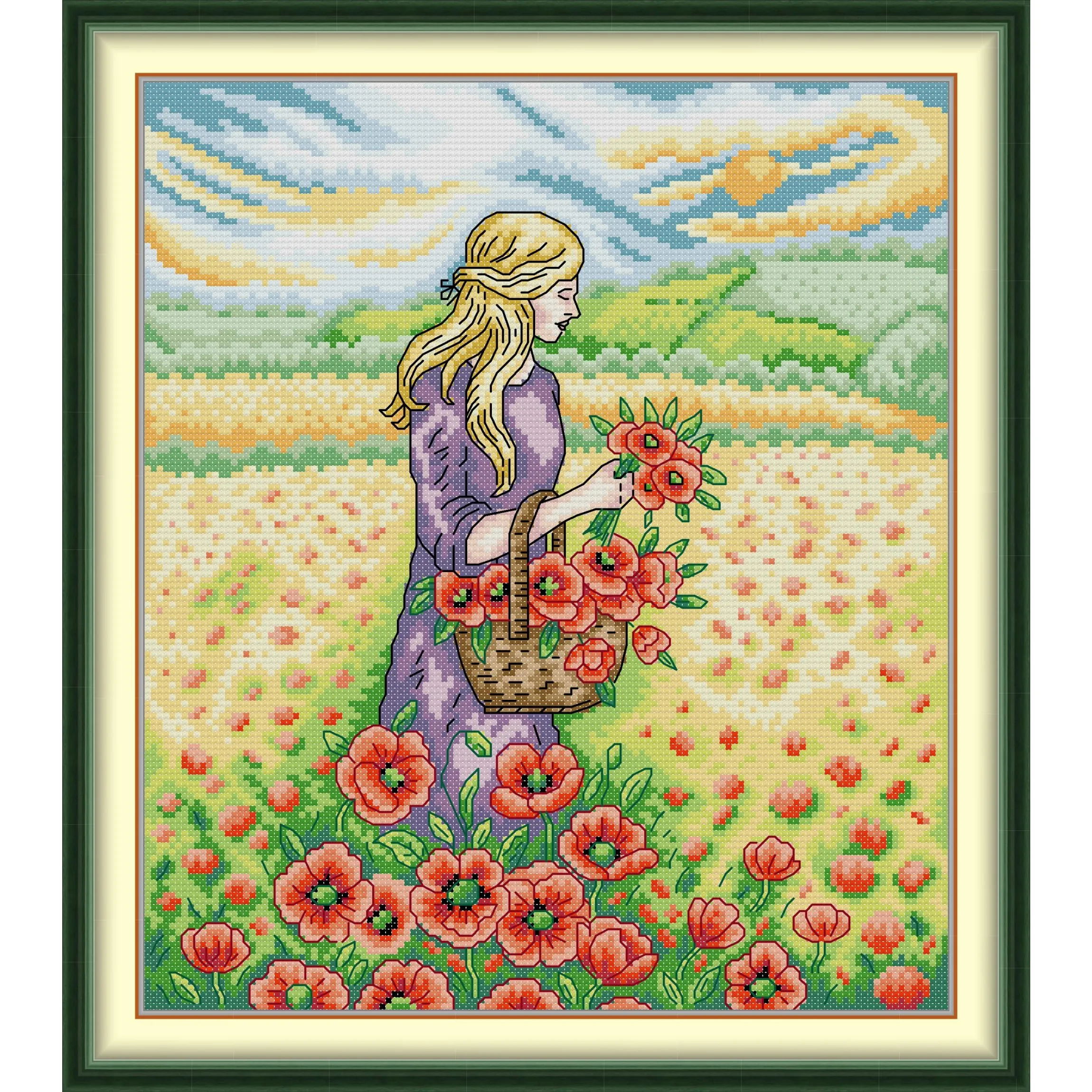 Joy Sunday Pre-printed Cross Stitch Kit Easy Pattern Aida Stamped Fabric Embroidery Set-The Girl Who Picks Flowers.
Joy Sunday Pre-printed Cross Stitch Kit Easy Pattern Aida Stamped Fabric Embroidery Set-The Girl Who Picks Flowers.