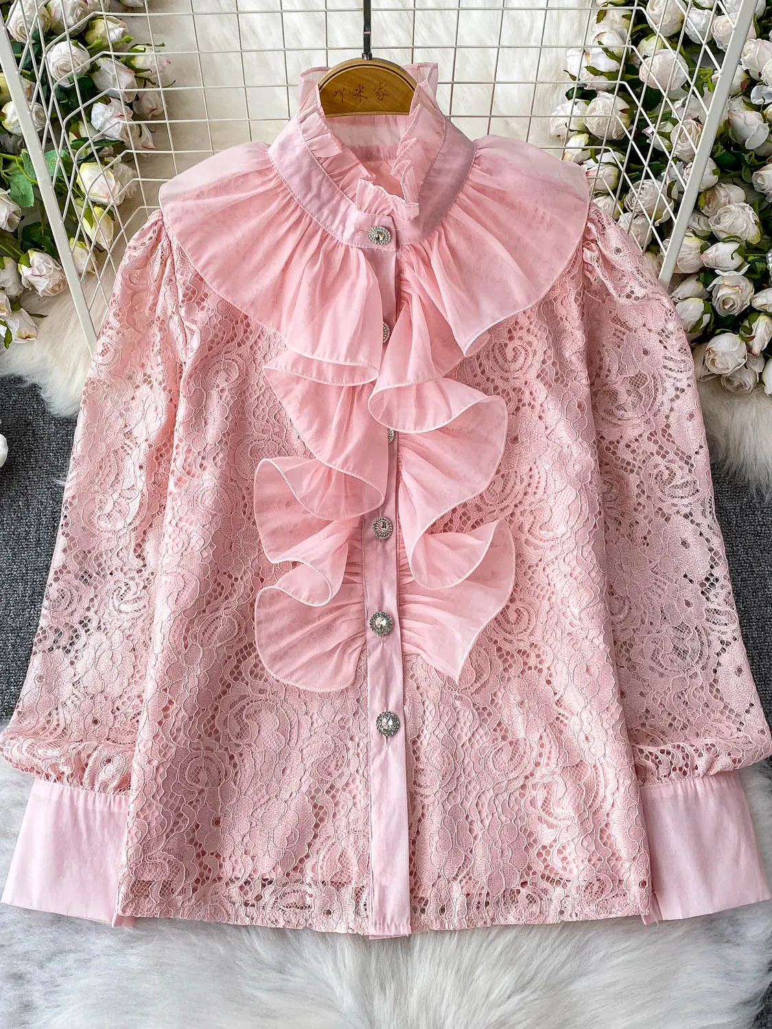 Ele Long Sve Lace Insert Stand Collar irt Women's Summer Slimming Top Coat Korean Sle Commute Loose Fit UV Protection
Ele Long Sve Lace Insert Stand Collar irt Women's Summer Slimming Top Coat Korean Sle Commute Loose Fit UV Protection
