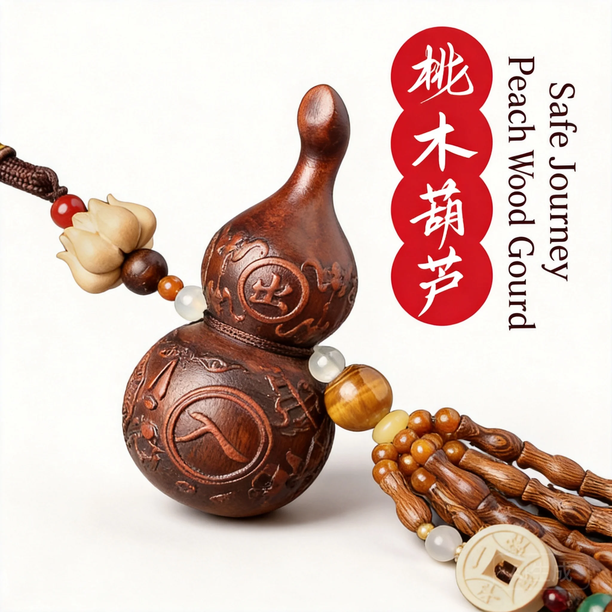 Chinese Traditional Peach Wood Gourd Car Pendant Lucky Blessing Auspicious Rearview Mirror Hanging Ornament Bring Fortune Safety
Chinese Traditional Peach Wood Gourd Car Pendant Lucky Blessing Auspicious Rearview Mirror Hanging Ornament Bring Fortune Safety