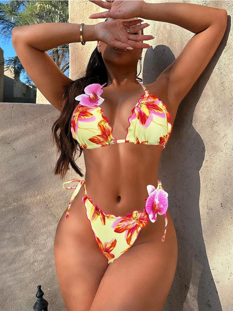 2025 New Women 3D Flower Floral Halter High Leg Cut Two Piece Bikini Swimsuit Summer Beach Bathing Suit traje de baño de mujer
2025 New Women 3D Flower Floral Halter High Leg Cut Two Piece Bikini Swimsuit Summer Beach Bathing Suit traje de baño de mujer