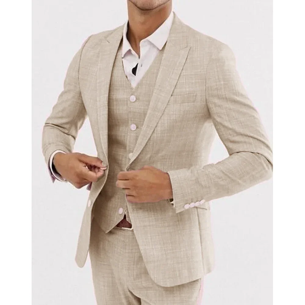 Chic Linen Men Suits 3 Piece Chic Peak Lapel Single Breasted Slim Male Suit Business Casual Daily Wedding Tuxedo 3 Piece
Chic Linen Men Suits 3 Piece Chic Peak Lapel Single Breasted Slim Male Suit Business Casual Daily Wedding Tuxedo 3 Piece