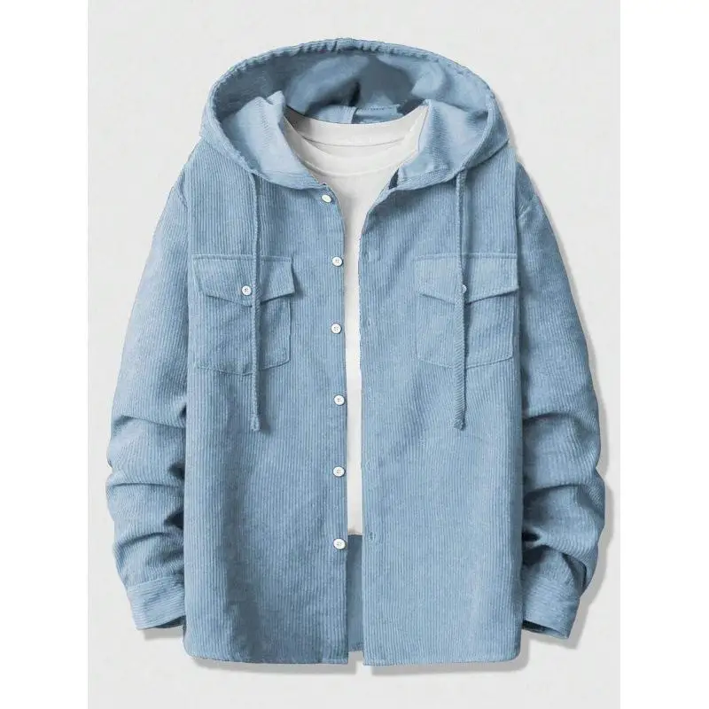 Corduroy Hooded Shirt Men's Fleece Lined PU Leather CleanFit Cuban Collar Three Quarter Sleeve Shirt for Summer And Winter
Corduroy Hooded Shirt Men's Fleece Lined PU Leather CleanFit Cuban Collar Three Quarter Sleeve Shirt for Summer And Winter