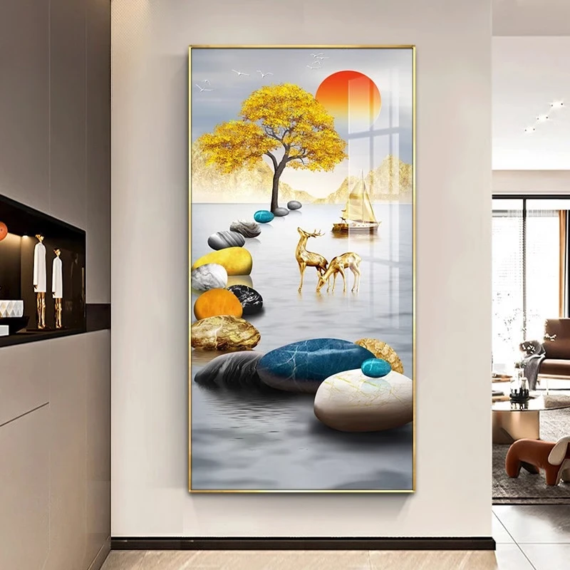 Stone to run into the entrance painting atmosphere vertical corridor hanging painting light luxury modern high-end murals crysta
Stone to run into the entrance painting atmosphere vertical corridor hanging painting light luxury modern high-end murals crysta