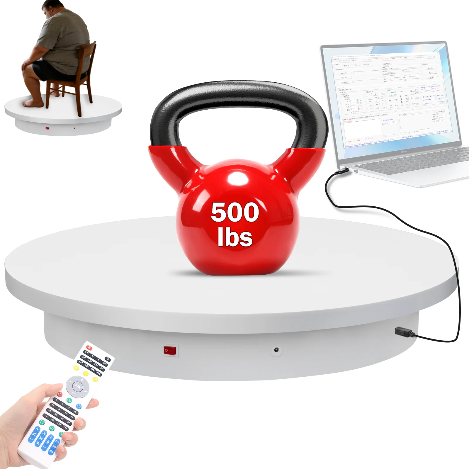 NT600RUL100 Programmable Motorized Turntable USB Controlled Rotating Platform for Product Display Photography 3D Scanning
NT600RUL100 Programmable Motorized Turntable USB Controlled Rotating Platform for Product Display Photography 3D Scanning