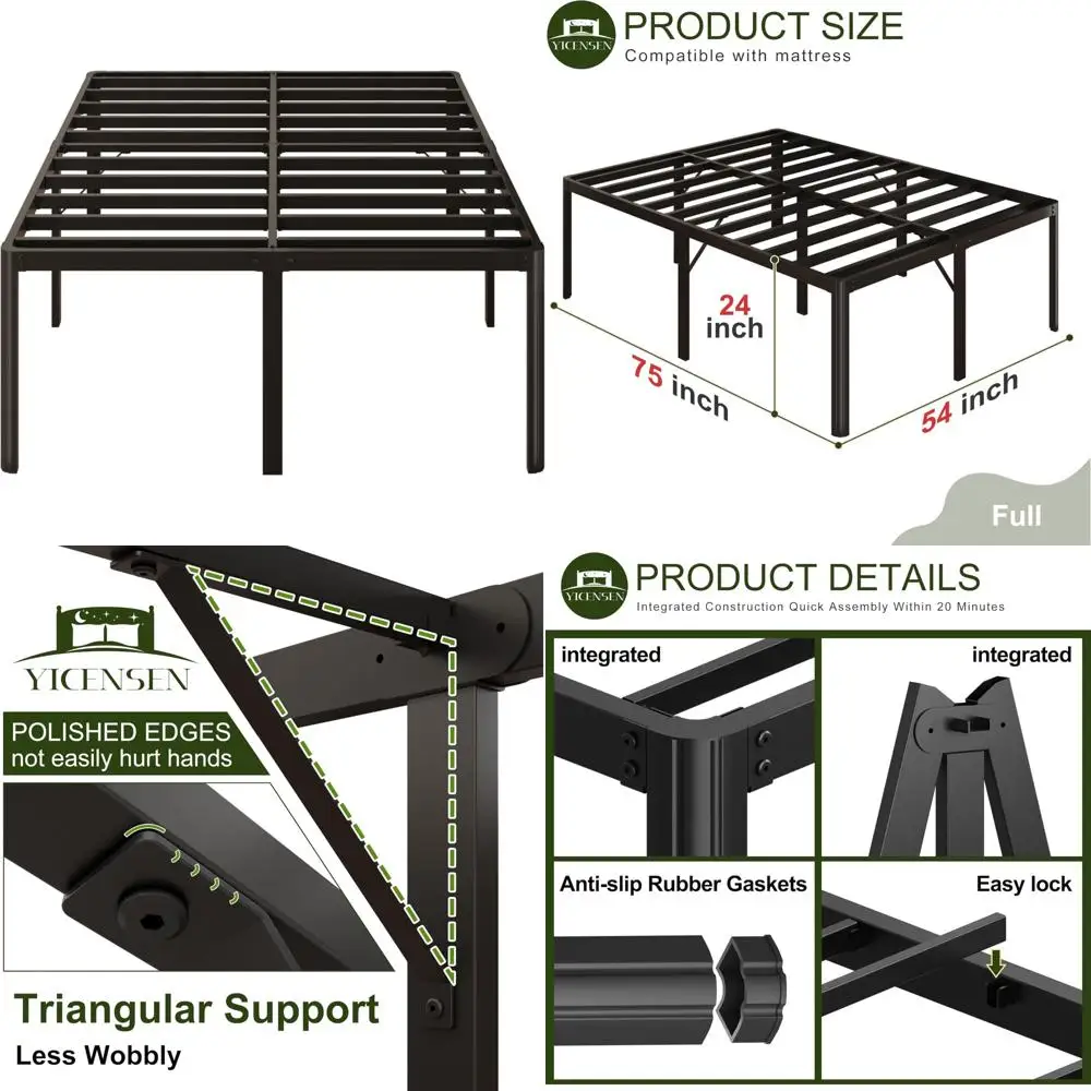 Durable Full-Size Metal Platform Bed Frame with Rounded Corner Legs, No Box Spring Needed, Easy Assembly
Durable Full-Size Metal Platform Bed Frame with Rounded Corner Legs, No Box Spring Needed, Easy Assembly