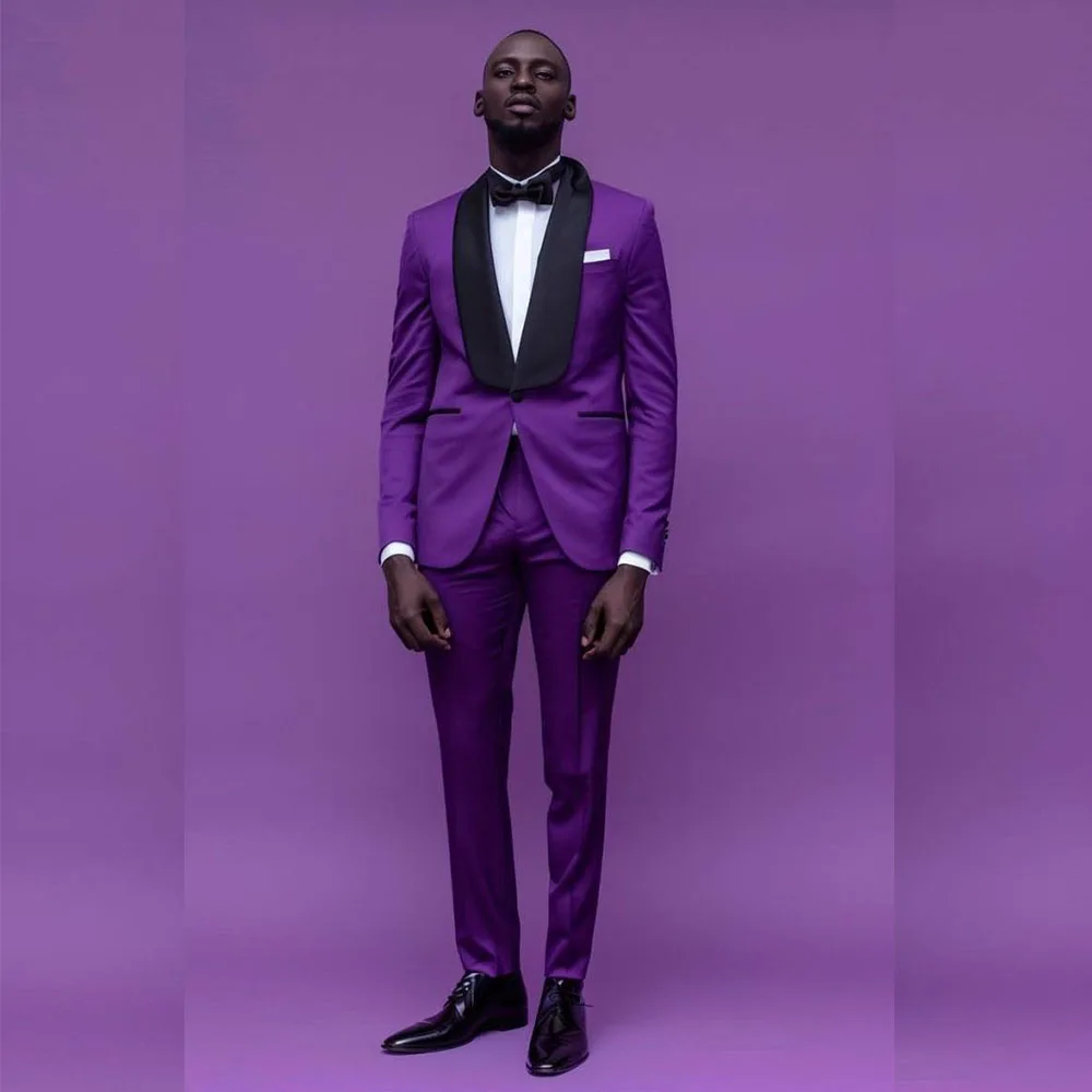 Fashion One Button Shawl Lapel Men's Suits Elegant Purple Slim Fit Blazer Costume Homme High Quality 2 Piece Jacket Pants Sets
Fashion One Button Shawl Lapel Men's Suits Elegant Purple Slim Fit Blazer Costume Homme High Quality 2 Piece Jacket Pants Sets