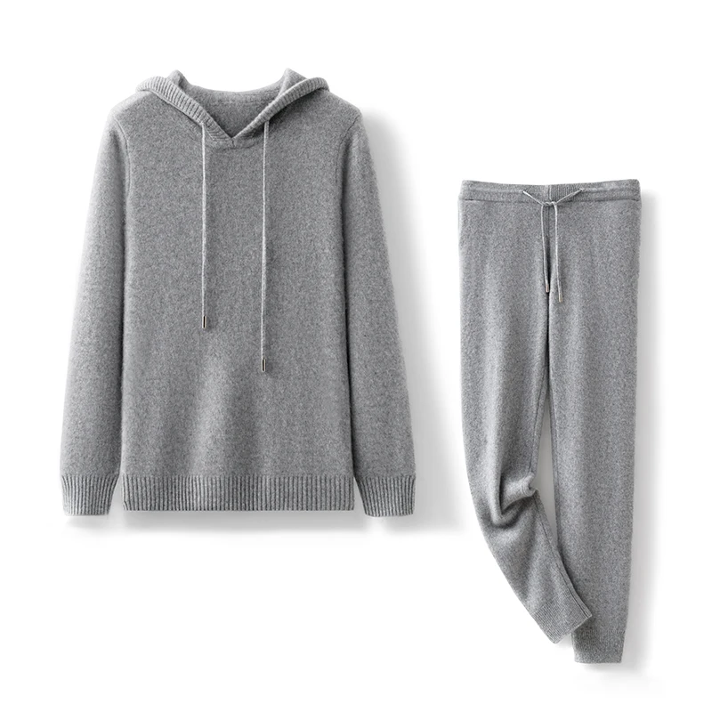High quality 100% cashmere men's set casual knitted hooded pullover sweater long pants pocket sports two-piece set/thickened
High quality 100% cashmere men's set casual knitted hooded pullover sweater long pants pocket sports two-piece set/thickened