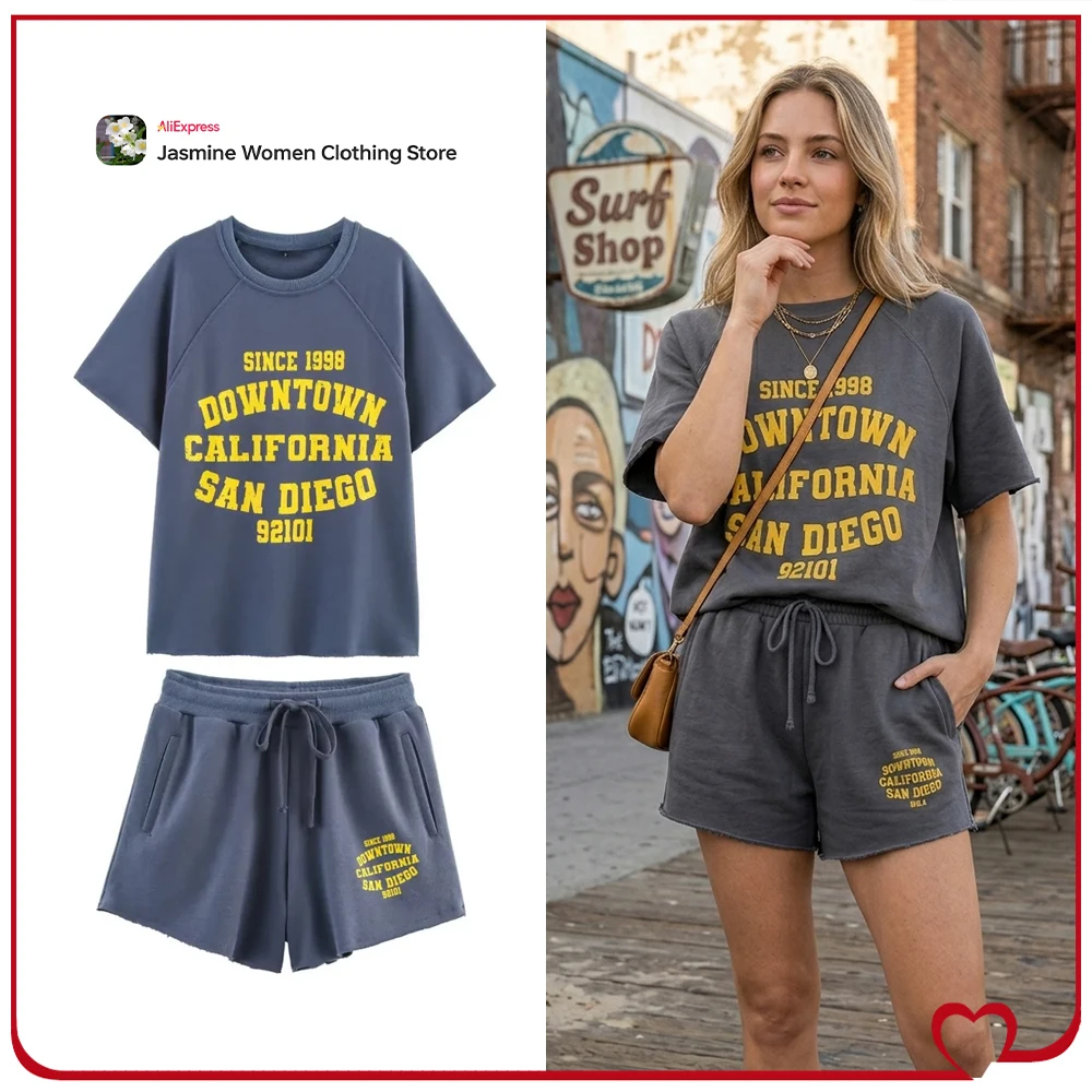Classic Text Short Tracksuits for Women Summer Cotton 2 Piece Sets Text Plush Short Sleeve Sweatshirt Matching Drawstring Shorts
Classic Text Short Tracksuits for Women Summer Cotton 2 Piece Sets Text Plush Short Sleeve Sweatshirt Matching Drawstring Shorts