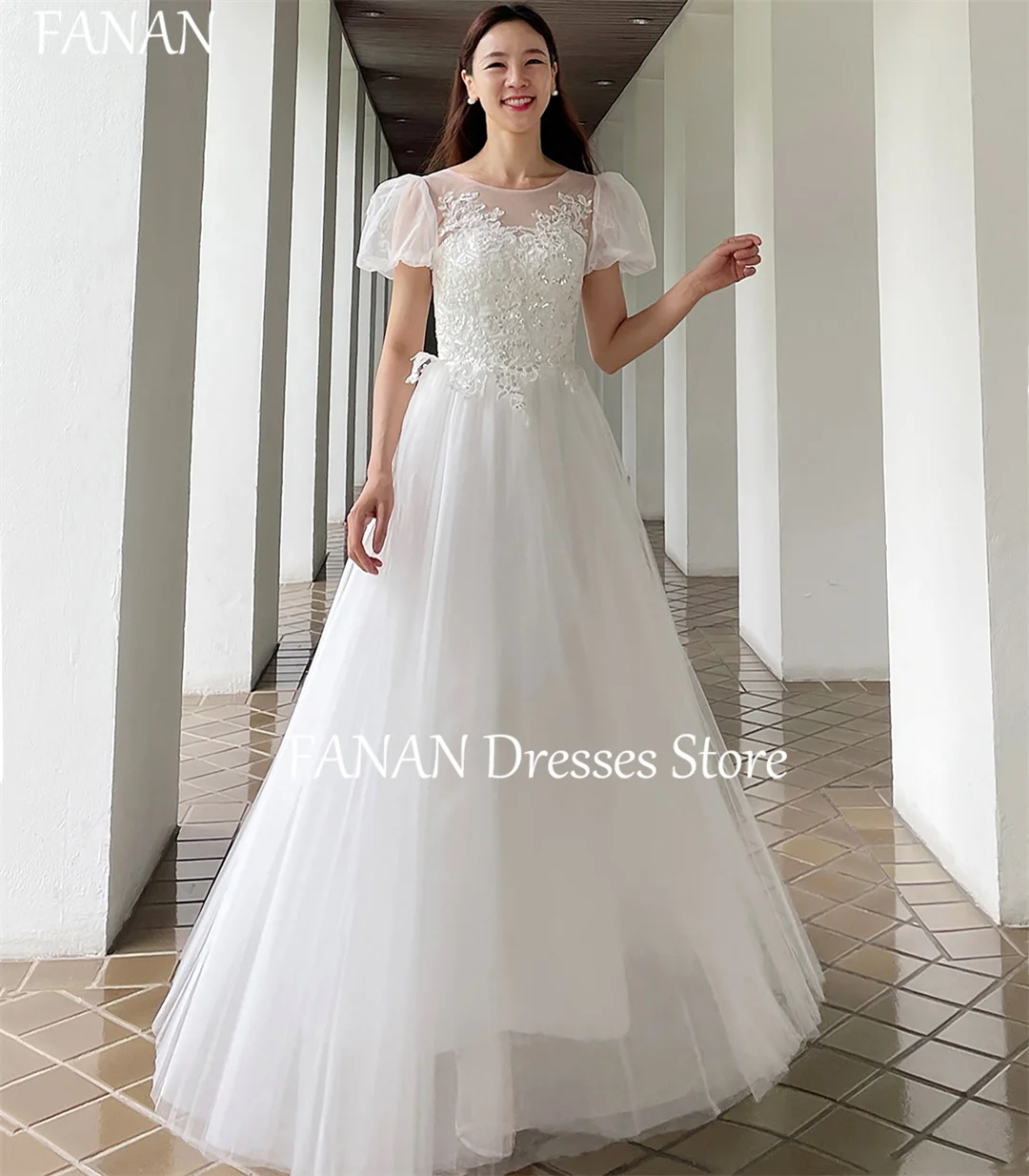 FANAN Korea A-Line Boat Neck Unique Long Wedding Dresses Puff Sleeves 웨딩드레스 Ivory Lace Tulle Custom Made Bride Gowns Plus Size
FANAN Korea A-Line Boat Neck Unique Long Wedding Dresses Puff Sleeves 웨딩드레스 Ivory Lace Tulle Custom Made Bride Gowns Plus Size