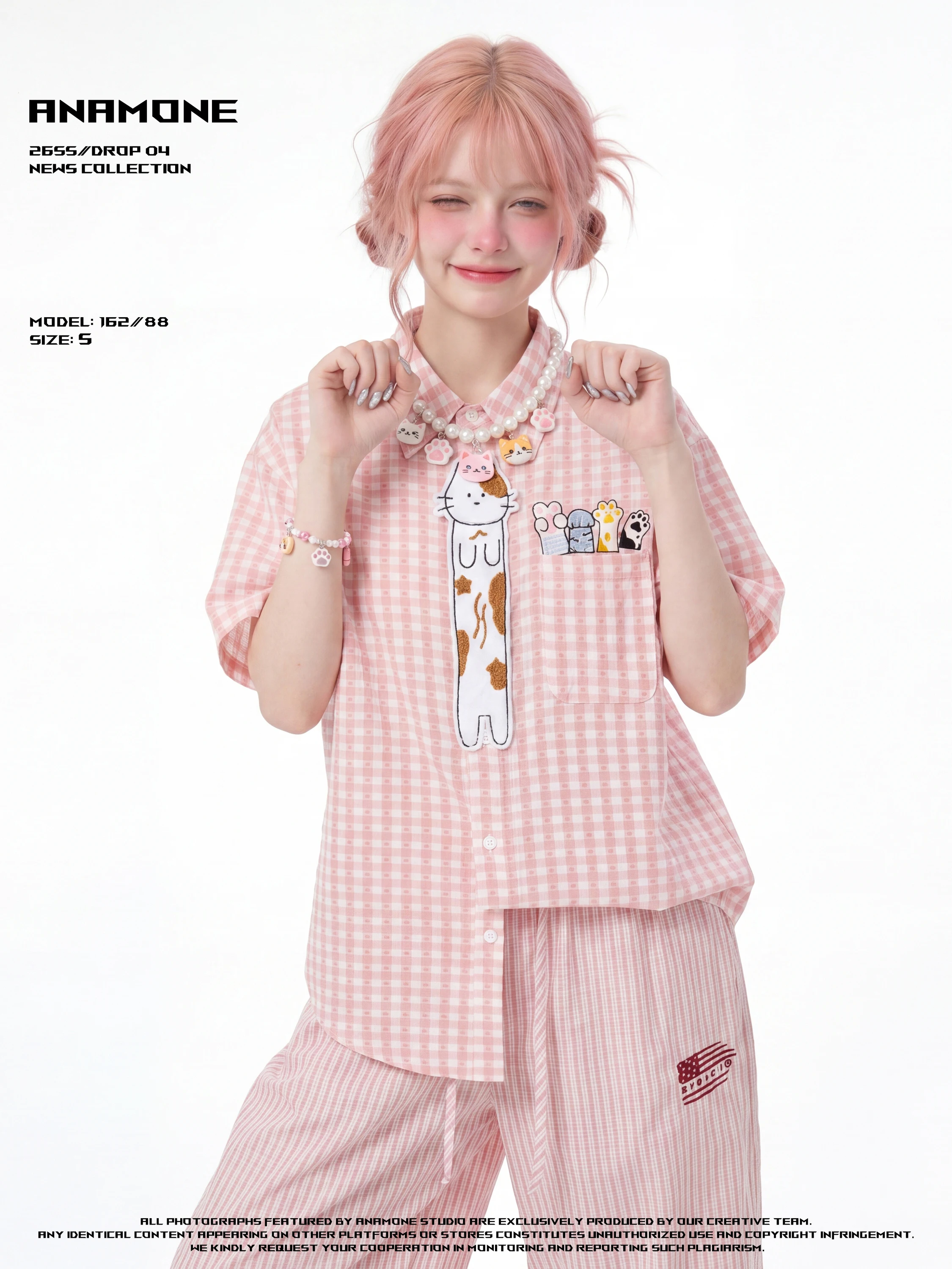 ANAMONE Original Cute Embroidery Plaid Short Sleeve Women's Shirt Summer Thin Loose College Style Top Skin-friendly Breat...
ANAMONE Original Cute Embroidery Plaid Short Sleeve Women's Shirt Summer Thin Loose College Style Top Skin-friendly Breat...