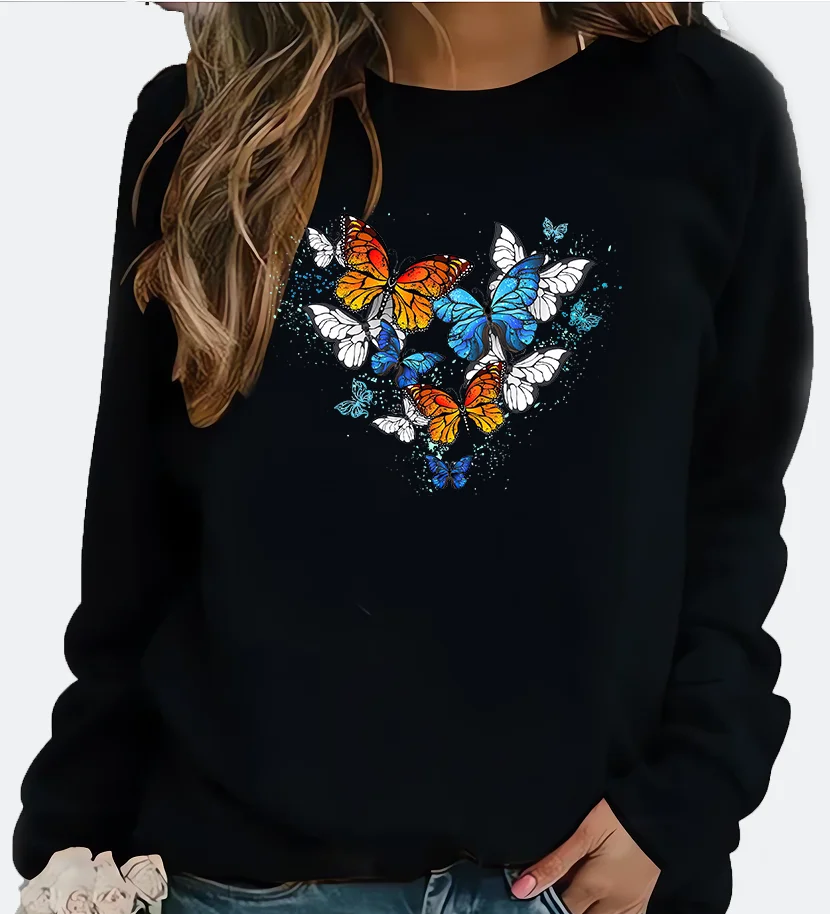 New Women's Hoodie European butterfly Printed Crew-neck Hoodie Sweatshirt Streetwear Women Aesthetic
New Women's Hoodie European butterfly Printed Crew-neck Hoodie Sweatshirt Streetwear Women Aesthetic