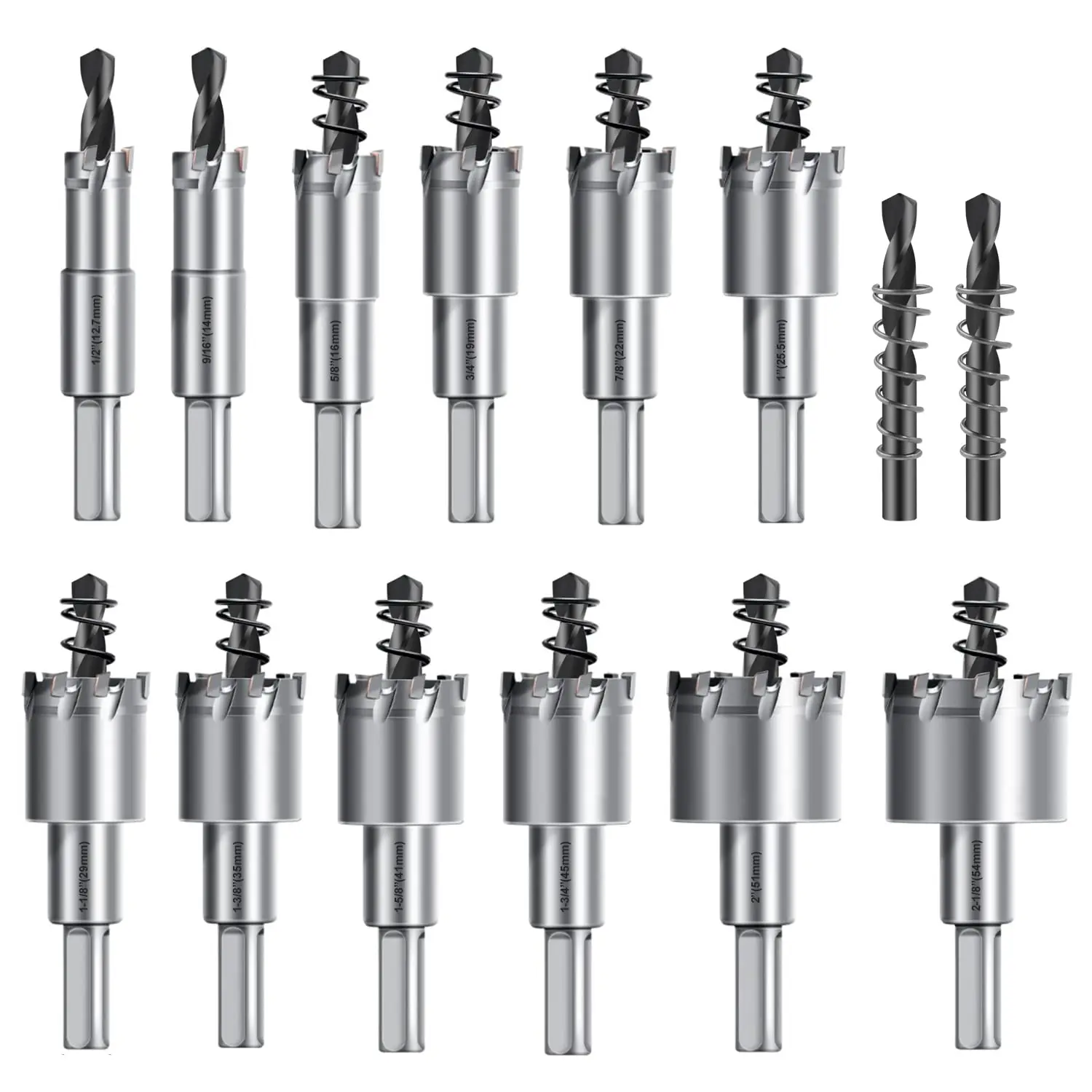 Набор из 14 коронок TCT (1/2"-2-1/8") с напайками из карбида вольфрама для резки металла, нержавеющей стали, дерева, пластика, с направляющими сверлами
Набор из 14 коронок TCT (1/2"-2-1/8") с напайками из карбида вольфрама для резки металла, нержавеющей стали, дерева, пластика, с направляющими сверлами