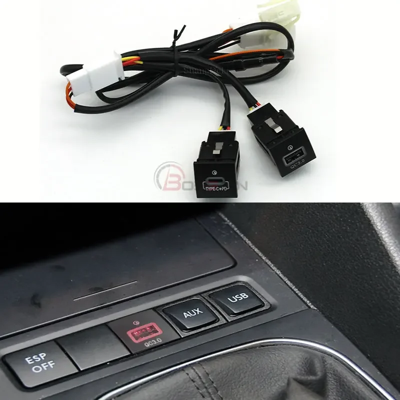 12V/24V Quick Car Charger Socket USB Charging Outlet Power Adapter QC3.0 PD Type for Golf 6 With Cable
12V/24V Quick Car Charger Socket USB Charging Outlet Power Adapter QC3.0 PD Type for Golf 6 With Cable