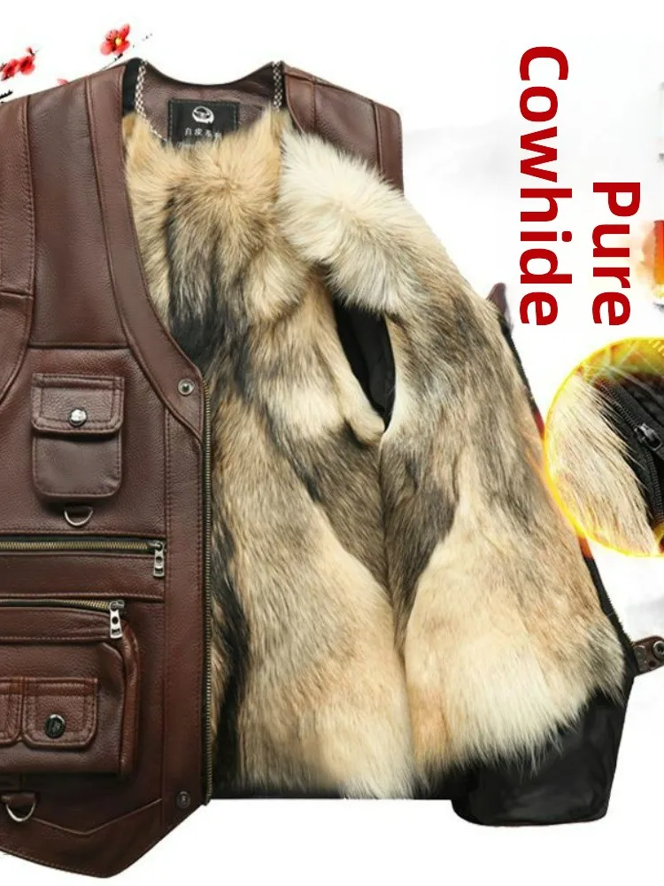 Leather Vest Men's Casual Mid-aged And ly Top-layer Cowhide Multi-ket oulder Spring Autumn Winter Dad Clothes Journ...
Leather Vest Men's Casual Mid-aged And ly Top-layer Cowhide Multi-ket oulder Spring Autumn Winter Dad Clothes Journ...