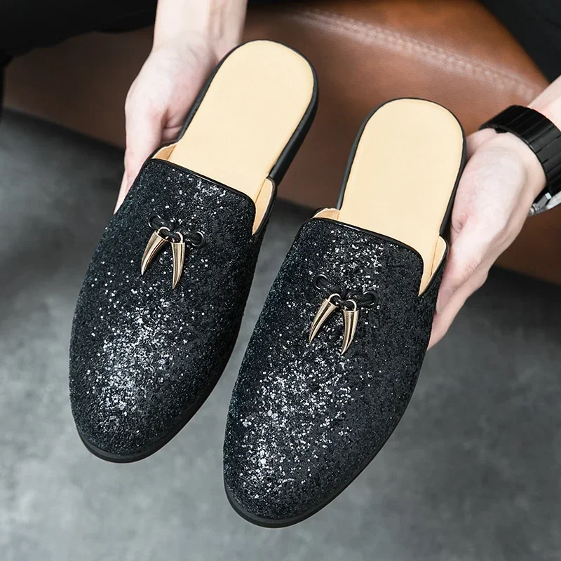Black Men Sandals Business Silver Round Toe Men's Formal Shoes Handmade Pu Leather Size 38-46
Black Men Sandals Business Silver Round Toe Men's Formal Shoes Handmade Pu Leather Size 38-46