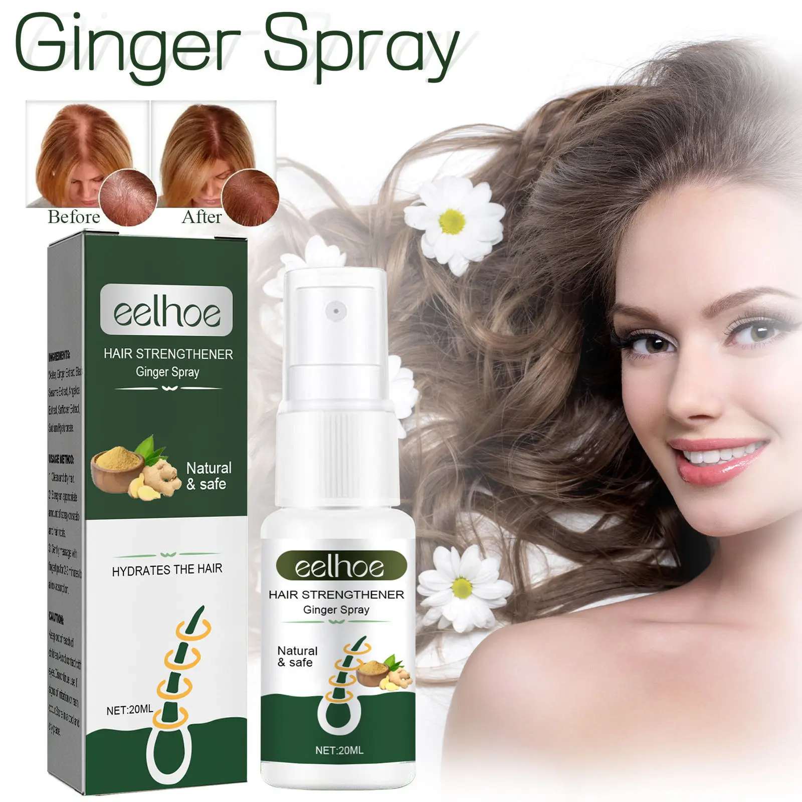 EELHOE Ginger Hair Growth Spray Serum for Anti Loss Hair Care Products Anti Baldness Treatment Strengthen Hair Regrowth Serum
EELHOE Ginger Hair Growth Spray Serum for Anti Loss Hair Care Products Anti Baldness Treatment Strengthen Hair Regrowth Serum