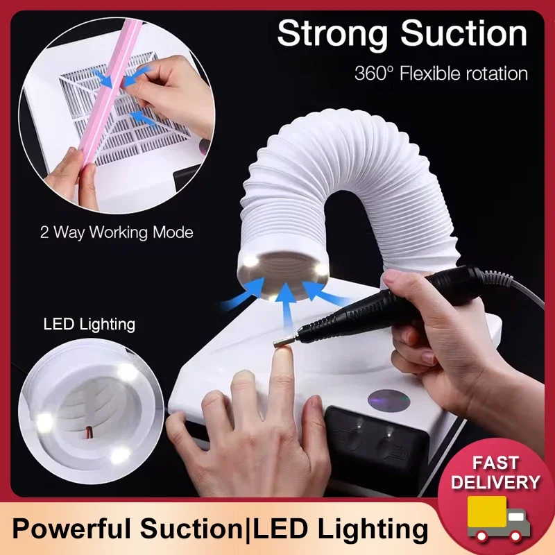 60W Double Use Nail Dust Collector Retractable Elbow Design Nail Dust Extractor Fan Nail Vacuum Cleaner With Tube
60W Double Use Nail Dust Collector Retractable Elbow Design Nail Dust Extractor Fan Nail Vacuum Cleaner With Tube