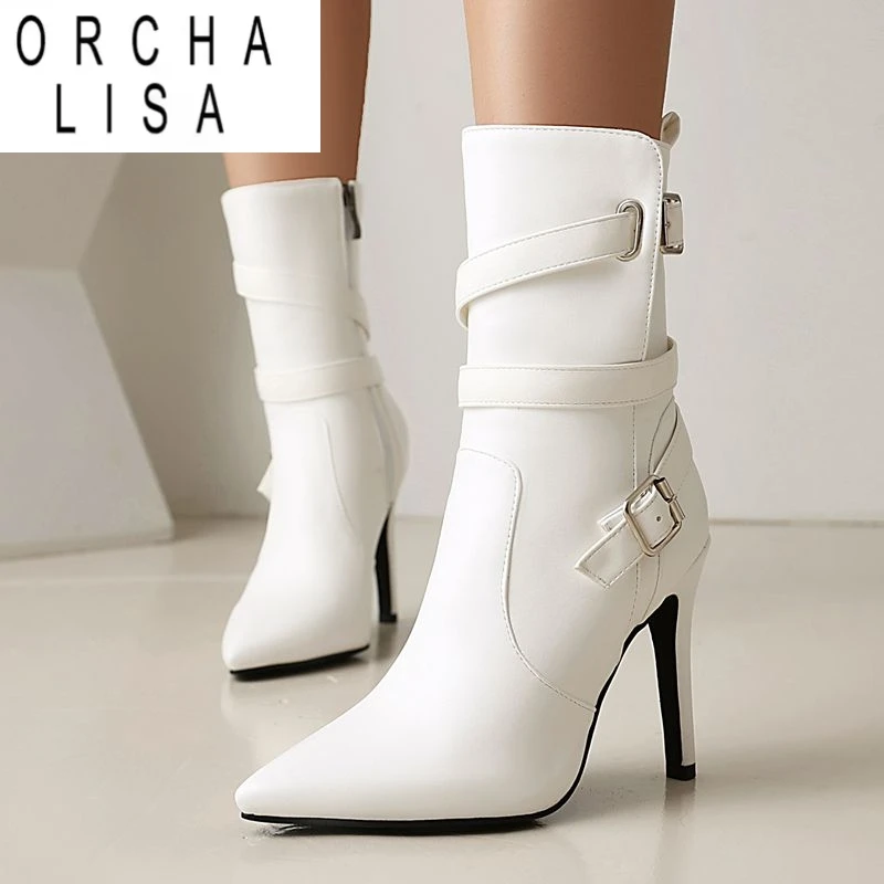 ORCHA LISA Fashion Women Mid Calf Boots Pointed Toe Stiletto 10cm Big Size 46 47 48 Sexy Party Booties
ORCHA LISA Fashion Women Mid Calf Boots Pointed Toe Stiletto 10cm Big Size 46 47 48 Sexy Party Booties