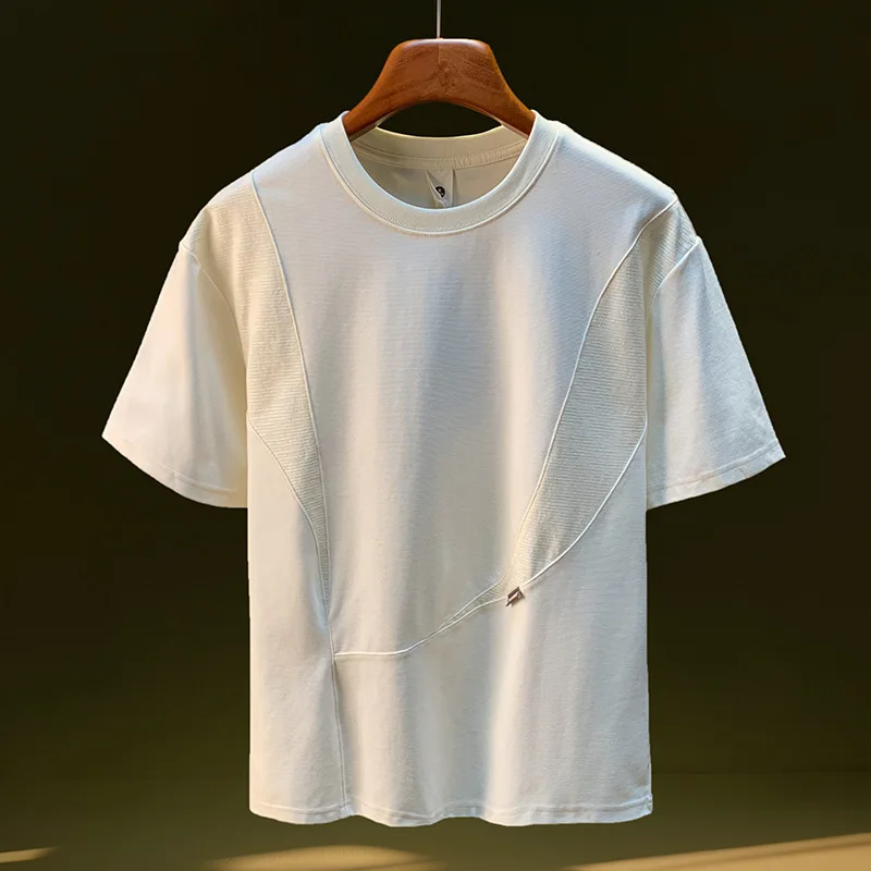 New summer 2025 spliced short sleeved T-shirt for men with a niche design, trendy and versatile casual round neck top
New summer 2025 spliced short sleeved T-shirt for men with a niche design, trendy and versatile casual round neck top