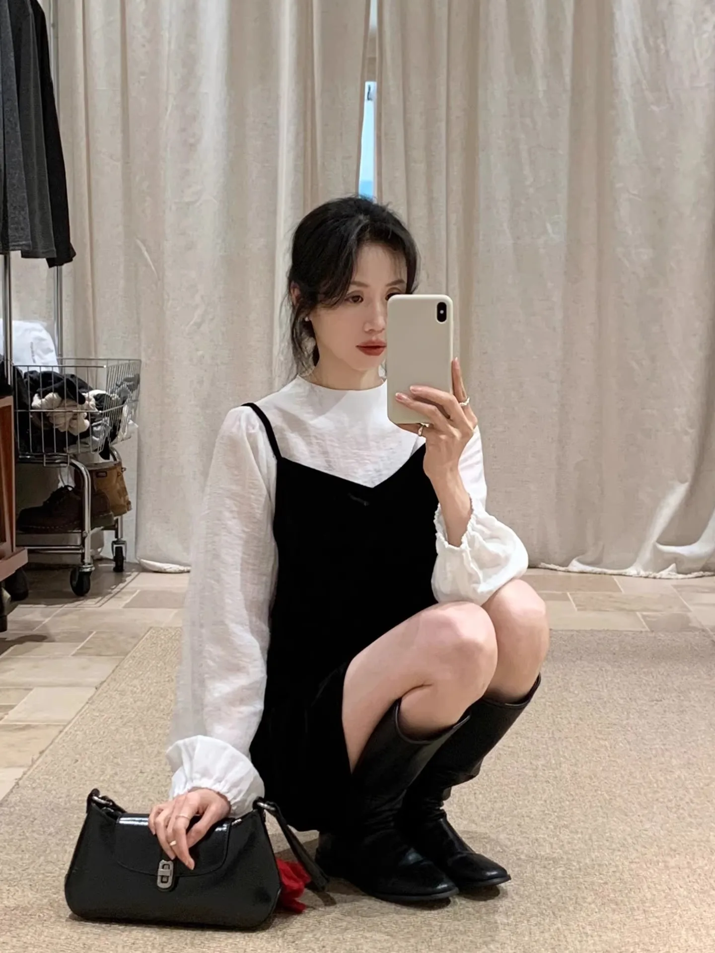 BRIVIN Korean Style Black Velvet Dress Set Women's Chic Layering High Waist Slimming Two-Piece Spring Fashion Ensemble
BRIVIN Korean Style Black Velvet Dress Set Women's Chic Layering High Waist Slimming Two-Piece Spring Fashion Ensemble