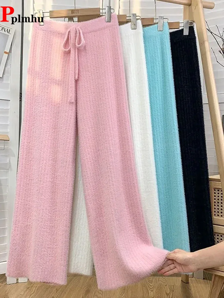 Women's Knitted Imitation Mink Pants Warm Plush Korean Fashion Wide Leg Trousers Winter FallCasual Candy Color Straight Pantalon
Women's Knitted Imitation Mink Pants Warm Plush Korean Fashion Wide Leg Trousers Winter FallCasual Candy Color Straight Pantalon