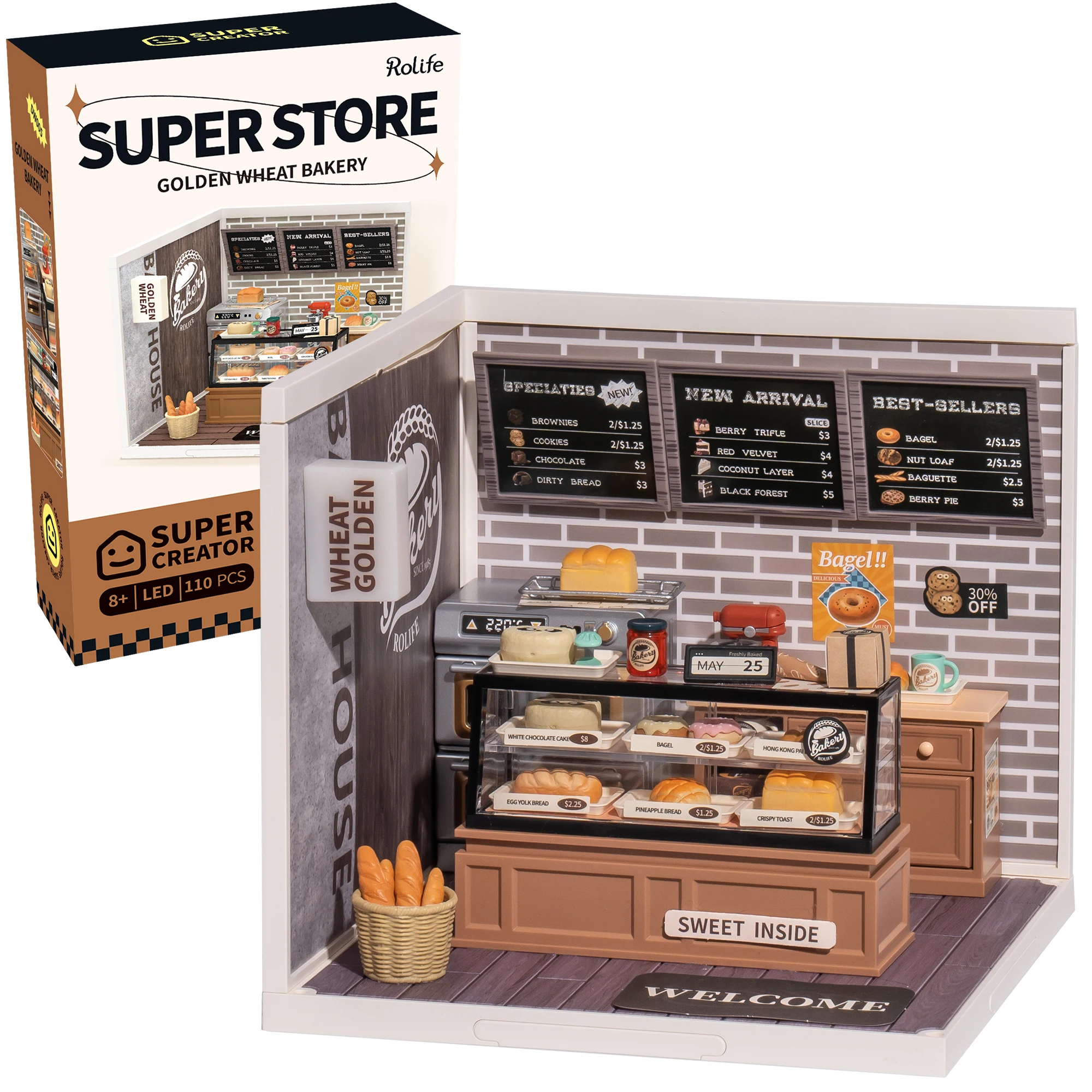 Rolife DIY Miniature House Kit Golden Wheat Bakery Super Creator Dollhouse 3D Puzzle Model Building Kit with LED for Home Decor
Rolife DIY Miniature House Kit Golden Wheat Bakery Super Creator Dollhouse 3D Puzzle Model Building Kit with LED for Home Decor