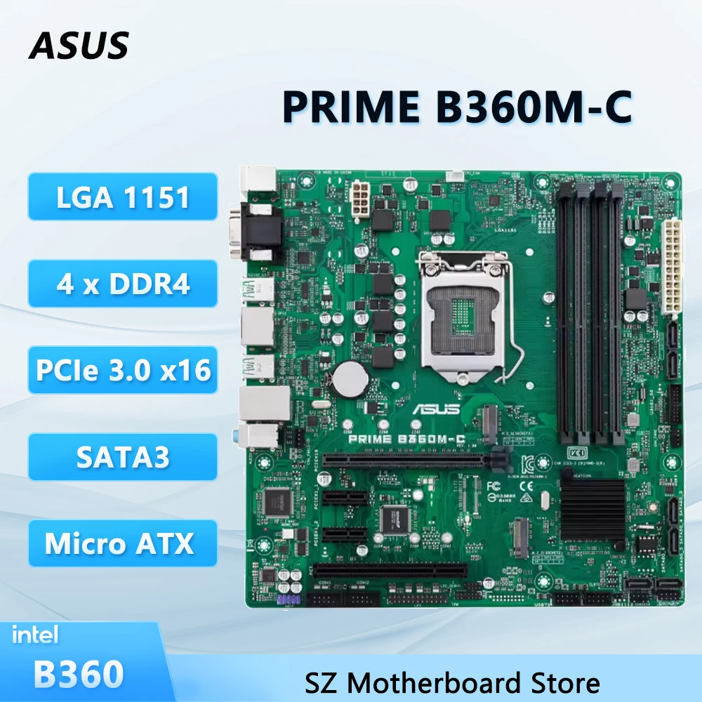 ASUS PRIME B360M-C Motherboard B360 LGA 1151 Supports i9-9900K i7-9700K i5-9400F i3-9100F CPU 4xDDR4 HDMI mATX Mainboard
ASUS PRIME B360M-C Motherboard B360 LGA 1151 Supports i9-9900K i7-9700K i5-9400F i3-9100F CPU 4xDDR4 HDMI mATX Mainboard