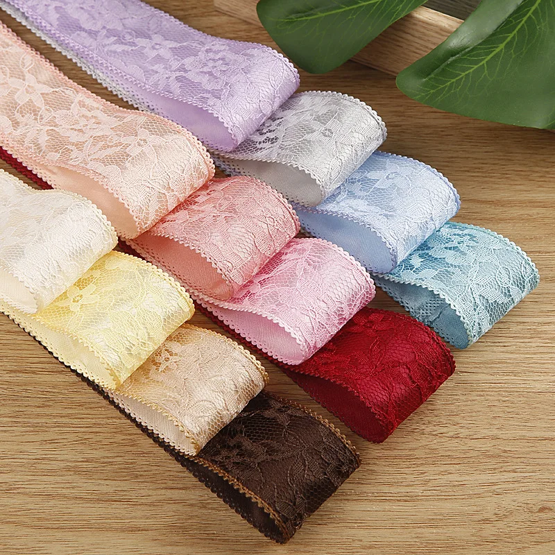 Flower Lace Mesh Satin Ribbon Double Layering Trim for Sewing Bow Tie Hair Accessories Wedding Gift Wrap Handmade Crafts
Flower Lace Mesh Satin Ribbon Double Layering Trim for Sewing Bow Tie Hair Accessories Wedding Gift Wrap Handmade Crafts