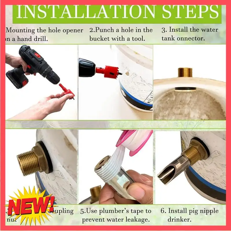 B17C 5 Pcs Pig Nipple Waterer For Barrel Kit Automatic Pig Nipple Drinker Hog Drinker Feeder With Brass Water Tank Connector
B17C 5 Pcs Pig Nipple Waterer For Barrel Kit Automatic Pig Nipple Drinker Hog Drinker Feeder With Brass Water Tank Connector
