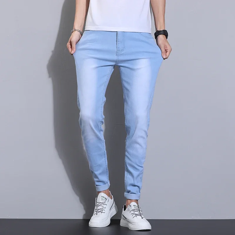 2025 Spring Summer Classic Fashion Men's Sky Blue Denim Pants Slim Men's Straight Male Brand Clothing Stretch Denim TrouseS
2025 Spring Summer Classic Fashion Men's Sky Blue Denim Pants Slim Men's Straight Male Brand Clothing Stretch Denim TrouseS