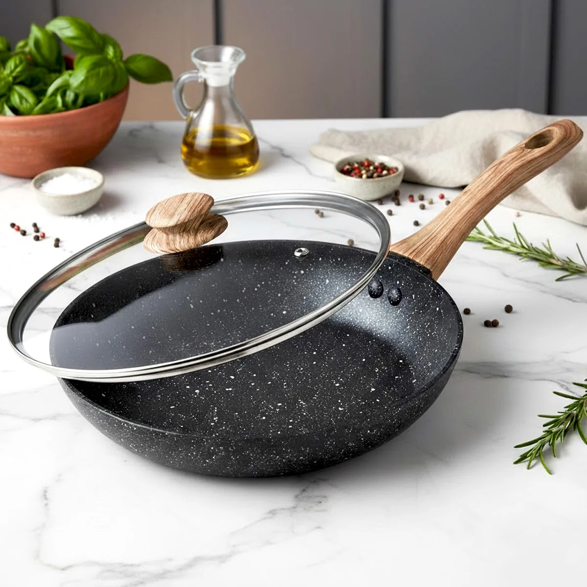 MICHELANGELO 8/10 Inch Nonstick Frying Pan with Lid, Omelette Pan with Heat-Resistant Handle, All Cooktops Compatible
MICHELANGELO 8/10 Inch Nonstick Frying Pan with Lid, Omelette Pan with Heat-Resistant Handle, All Cooktops Compatible