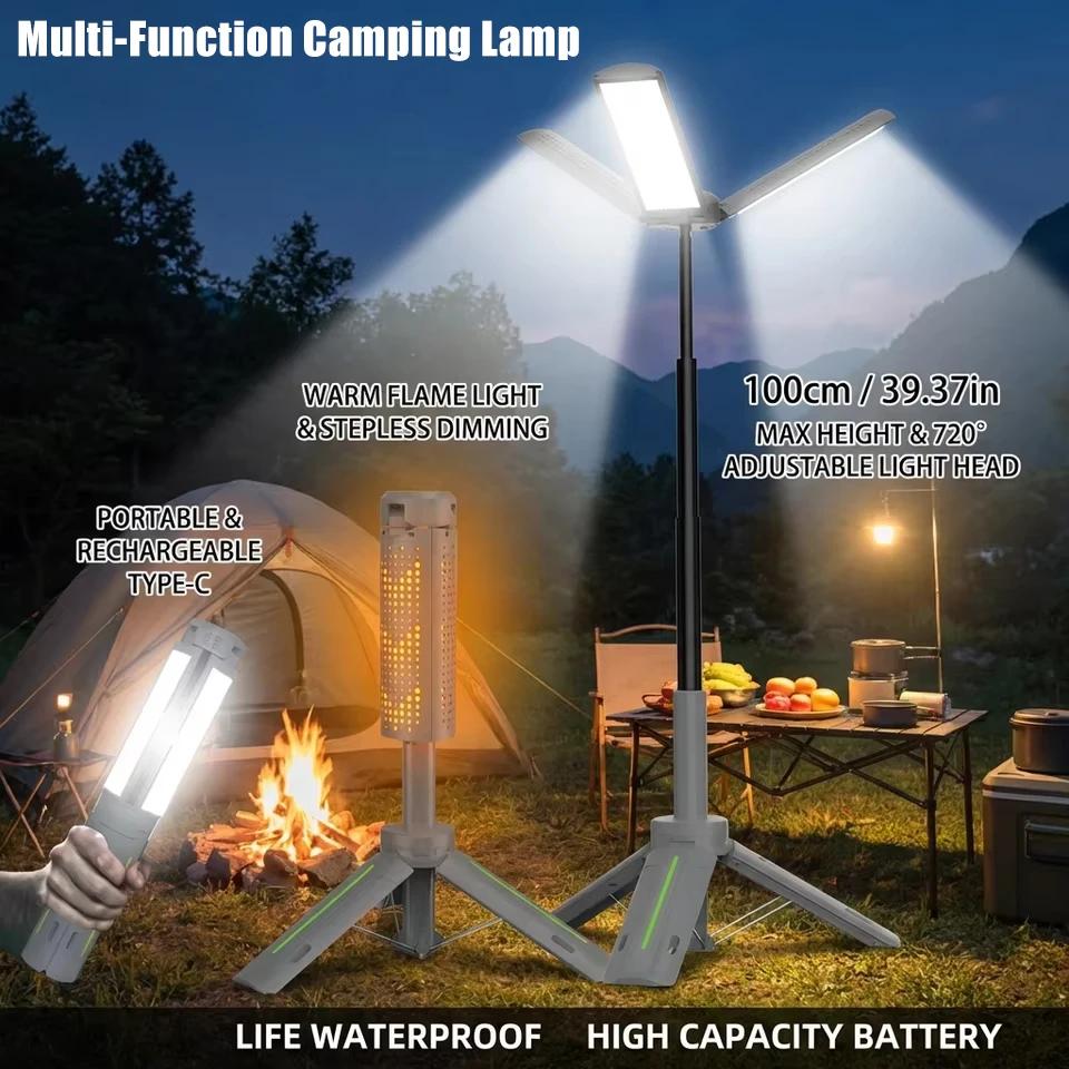 Portable Multifunctional LED Camping Lantern Foldable Waterproof Stepless Dimming Flame Lamp Work Light Charging Hiking Fishing
Portable Multifunctional LED Camping Lantern Foldable Waterproof Stepless Dimming Flame Lamp Work Light Charging Hiking Fishing