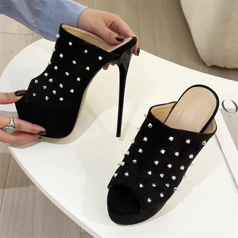 Aneikeh 2025 New Black Rivet Style 16cm Waterproof Platform High-heeled Slippers Peep Toe Party Female Shoes
Aneikeh 2025 New Black Rivet Style 16cm Waterproof Platform High-heeled Slippers Peep Toe Party Female Shoes
