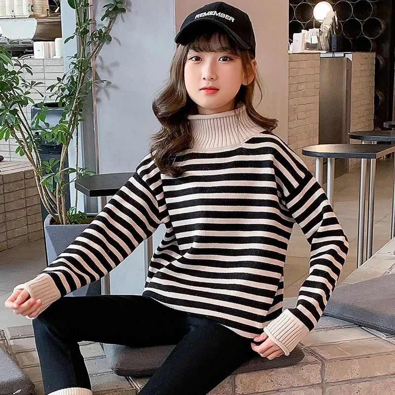 Kids Striped Sweater High Quality Princess Girls Stylish Turtleneck Pullover Sweater Spring Autumn Outer or Bottom Tops Clothes
Kids Striped Sweater High Quality Princess Girls Stylish Turtleneck Pullover Sweater Spring Autumn Outer or Bottom Tops Clothes