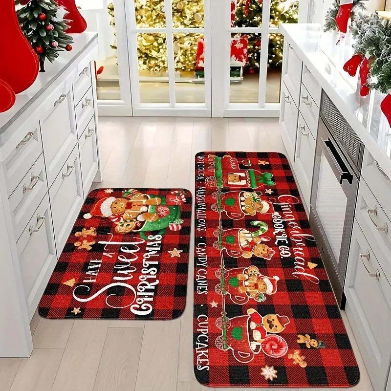 VIKAMA 2pcs Merry Christmas Kitchen Rug Buffalo Plaid Gingerbread Xmas Winter Holiday Floor Mat Non Skid Washable Rug Home Decor
VIKAMA 2pcs Merry Christmas Kitchen Rug Buffalo Plaid Gingerbread Xmas Winter Holiday Floor Mat Non Skid Washable Rug Home Decor