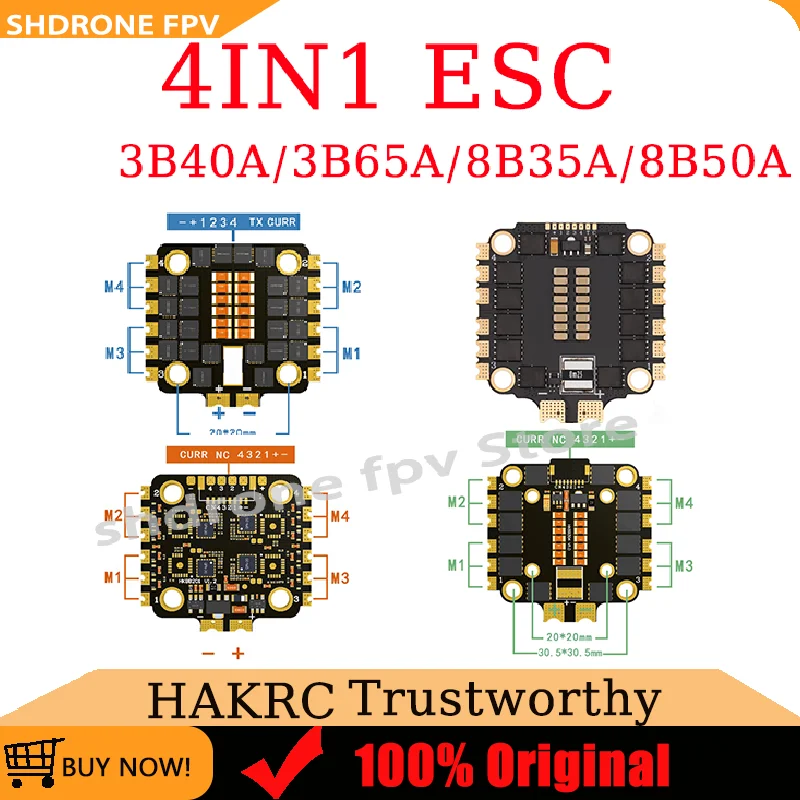 Premium HAKRC 4IN1 Brushless ESC 2S-6S Lipo 8BIT 35A/50A 32BIT 40A 65A Ultimate Power for FPV Racing Drone Competitions
Premium HAKRC 4IN1 Brushless ESC 2S-6S Lipo 8BIT 35A/50A 32BIT 40A 65A Ultimate Power for FPV Racing Drone Competitions