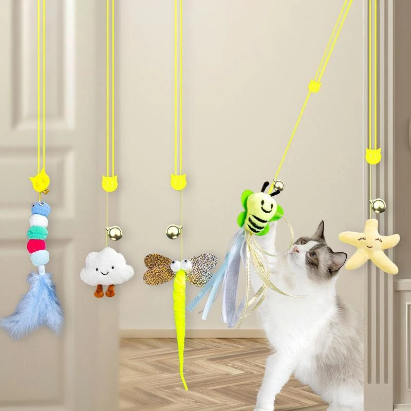 Interactive Pet Cat Toys Swing Funny Stick Kitten Elastic Rope Dragonfly Shape Feather Bell Hanging Door Teasing Kitten Toy
Interactive Pet Cat Toys Swing Funny Stick Kitten Elastic Rope Dragonfly Shape Feather Bell Hanging Door Teasing Kitten Toy