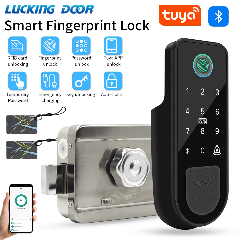 Biometric Smart Lock Electronic Fingerprint Door Lock Digital Tuya App Remote Unlocking Keyless Lock Door supports Tuya Gateway
Biometric Smart Lock Electronic Fingerprint Door Lock Digital Tuya App Remote Unlocking Keyless Lock Door supports Tuya Gateway
