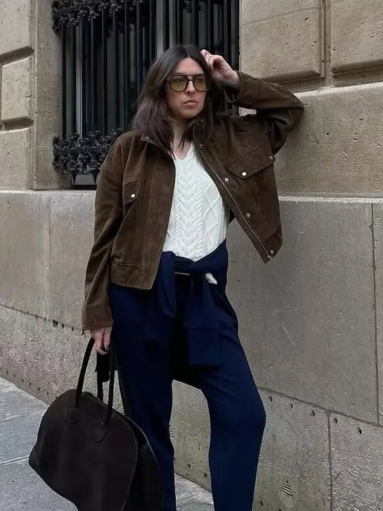 HH Woman Spring Long Sleeves Zipper High Neck Pockets Design Slim Coat Women Fashion Versatile Suede Textured High Street Jacket
HH Woman Spring Long Sleeves Zipper High Neck Pockets Design Slim Coat Women Fashion Versatile Suede Textured High Street Jacket