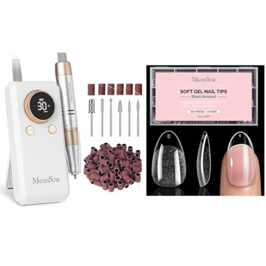 Professional Rechargeable Nail Drill Kit with Short Almond Nail Tips in Silver for Salon Use High-Speed Precision Grinding with
Professional Rechargeable Nail Drill Kit with Short Almond Nail Tips in Silver for Salon Use High-Speed Precision Grinding with