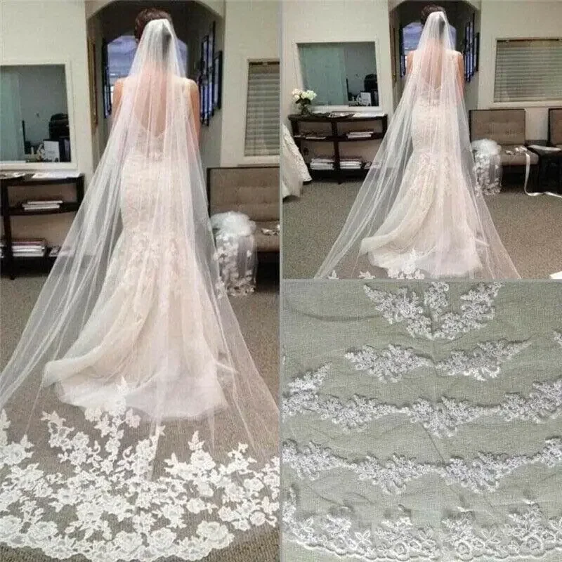 Белая соборная свадебная фата цвета слоновой кости с кружевной аппликацией по краям и расческой 3M
Белая соборная свадебная фата цвета слоновой кости с кружевной аппликацией по краям и расческой 3M