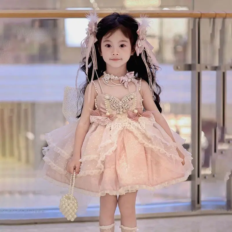 Baby Girls Summer Pink Sweet Lolita Lace Floral Princess Ball Gown Mermaid Halter Dress Backless Sundress Birthday Wedding Cloth
Baby Girls Summer Pink Sweet Lolita Lace Floral Princess Ball Gown Mermaid Halter Dress Backless Sundress Birthday Wedding Cloth
