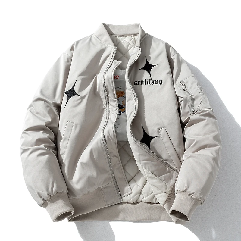 Men Fashion Bomber Jacket Letter Star Embroidery Baseball Jacket Women Autumn Winter Casual Coat Couple Clothes Streetwear #2367
Men Fashion Bomber Jacket Letter Star Embroidery Baseball Jacket Women Autumn Winter Casual Coat Couple Clothes Streetwear #2367